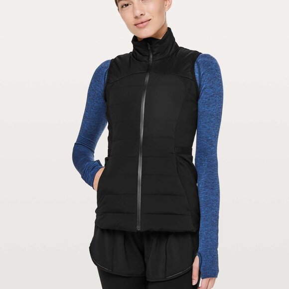 Lululemon Women's Black Down For It All Windproof Running Puffer Vest Size 6 - Picture 1 of 9